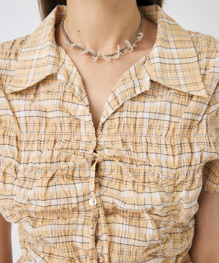 MOUSSY「SHIRRING RIBBON シャツ」|シャツ・ブラウス|
