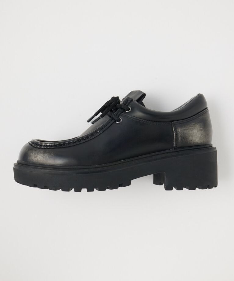 MOUSSY「CHUNK SOLE レースアップシューズ」|ローファー|BLK