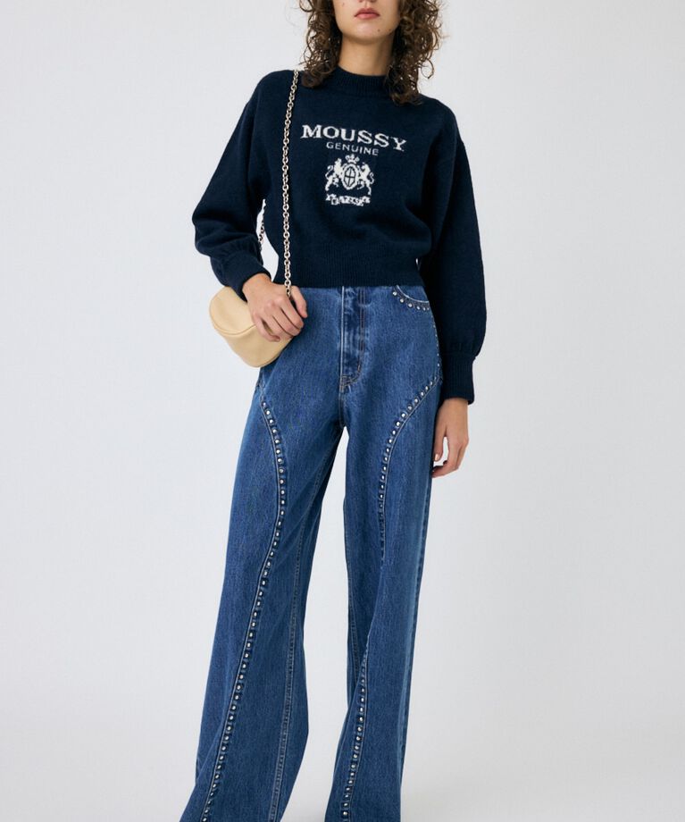 MOUSSY「STUDDED ワイドストレートデニム」|デニム|