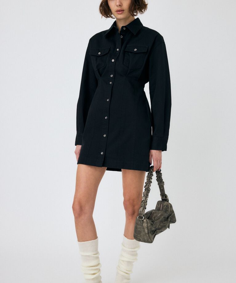 MOUSSY「WAIST TUCK ミニドレス」|ワンピース|BLK