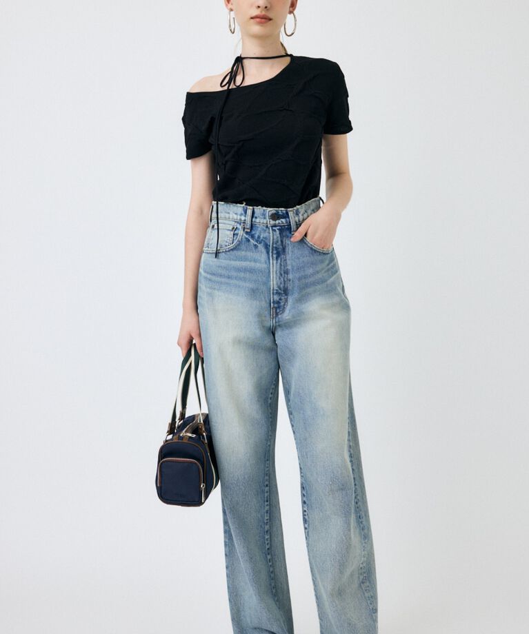 MOUSSY「HW DAMAGE LOOSE STRAIGHT」|デニム|
