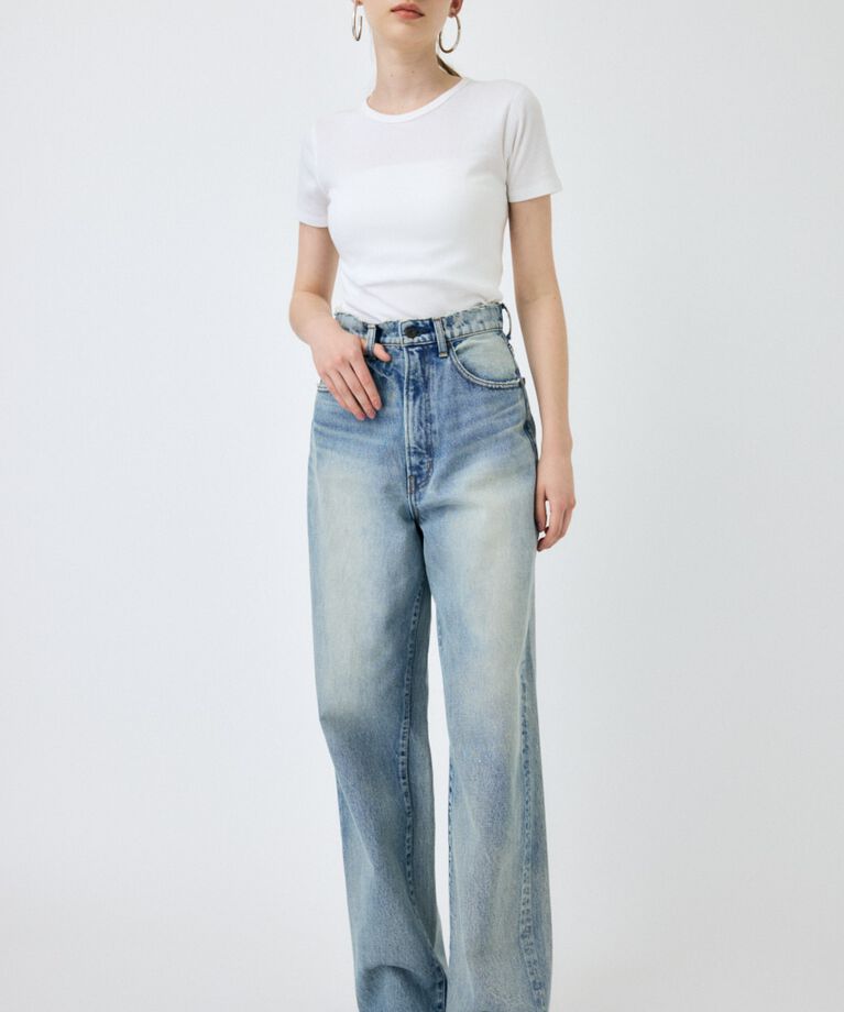 MOUSSY「HW DAMAGE LOOSE STRAIGHT」|デニム|