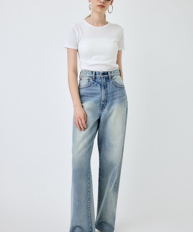 MOUSSY「HW DAMAGE LOOSE STRAIGHT」|デニム|