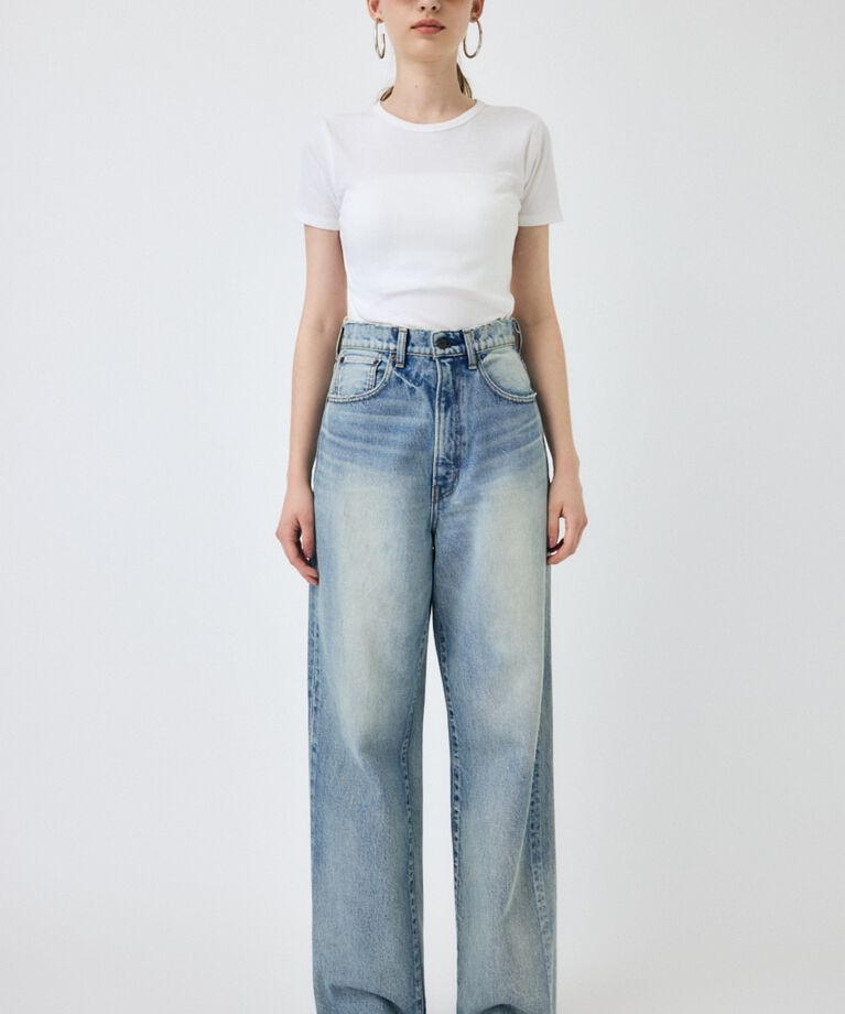 MOUSSY「HW DAMAGE LOOSE STRAIGHT」|デニム|