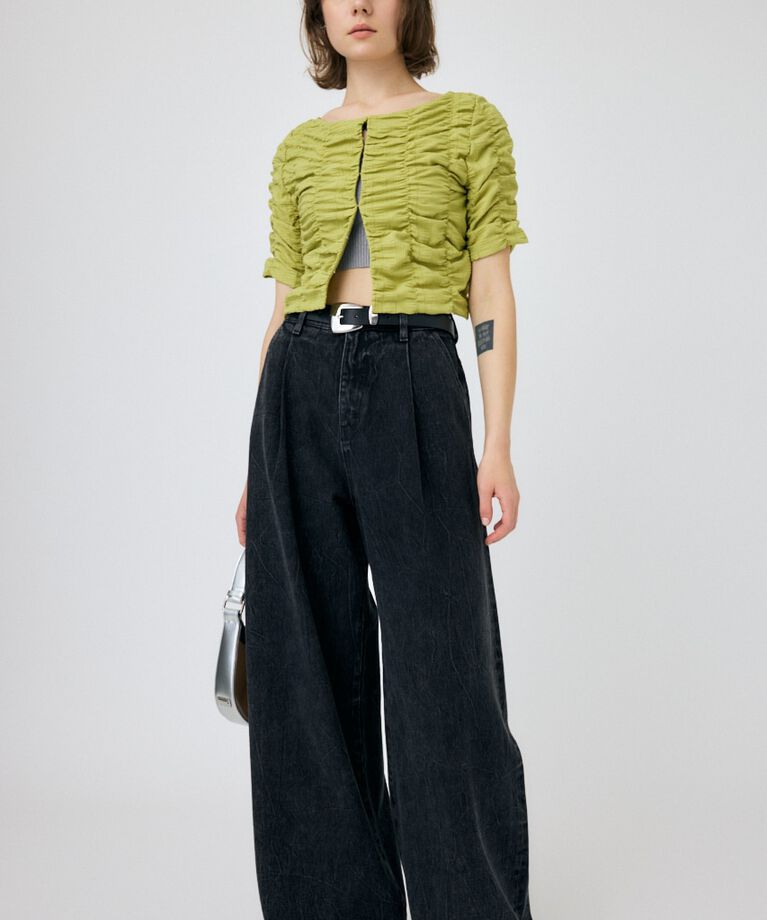 MOUSSY「WAVY TUCK BAGGY」|デニム|BLK