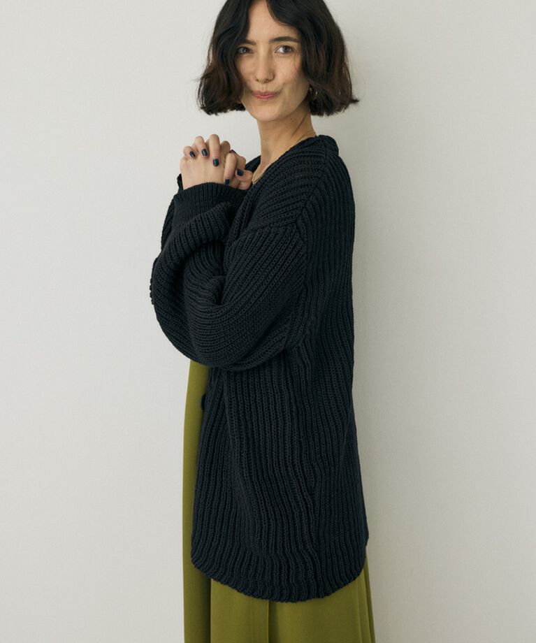 MOUSSY「メランジニットカーディガン　コットン×リサイクルポリエステル混」|カーディガン|