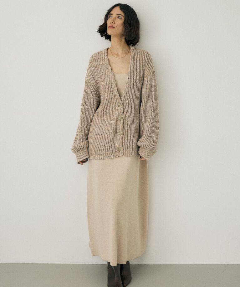 MOUSSY「メランジニットカーディガン　コットン×リサイクルポリエステル混」|カーディガン|