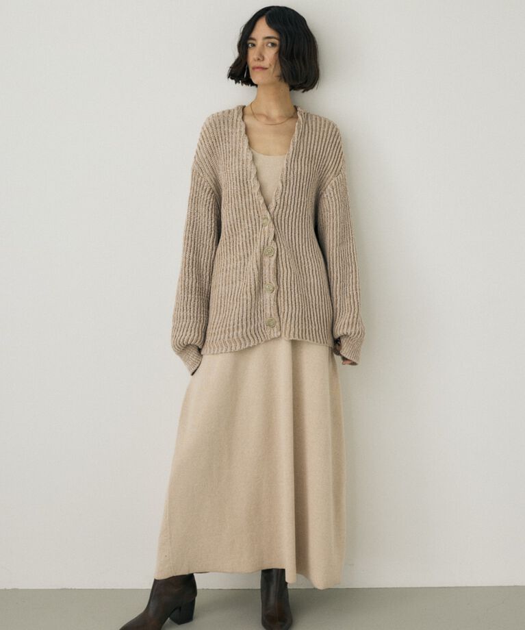 MOUSSY「メランジニットカーディガン　コットン×リサイクルポリエステル混」|カーディガン|