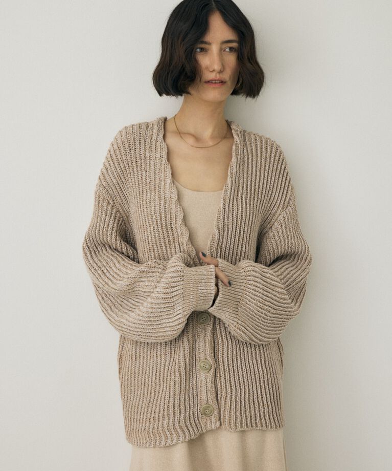 MOUSSY「メランジニットカーディガン　コットン×リサイクルポリエステル混」|カーディガン|
