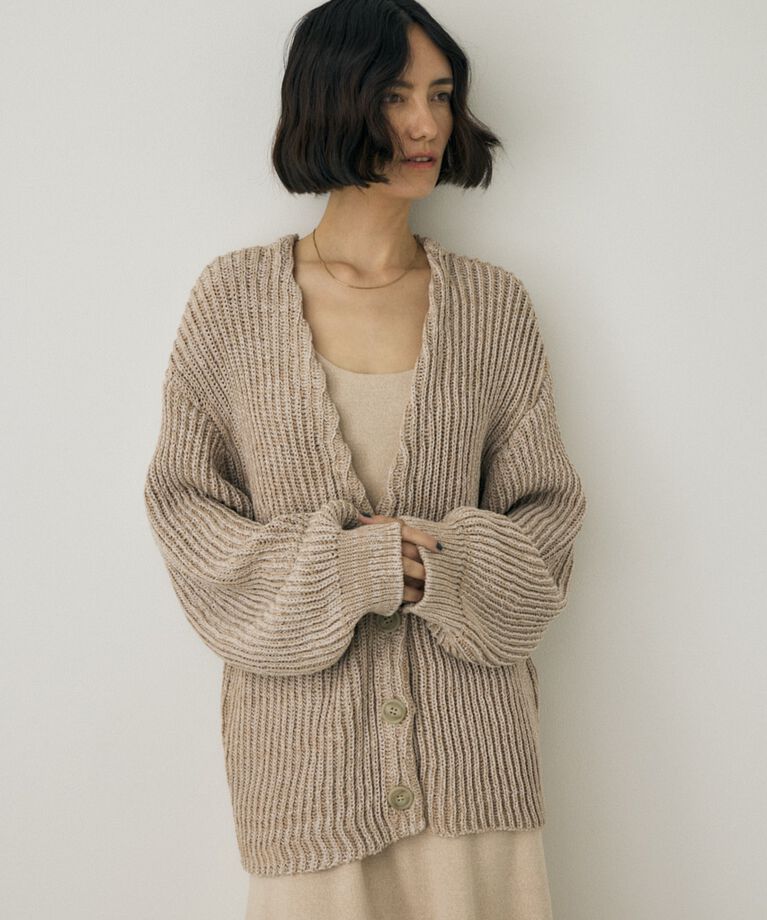 MOUSSY「メランジニットカーディガン　コットン×リサイクルポリエステル混」|カーディガン|