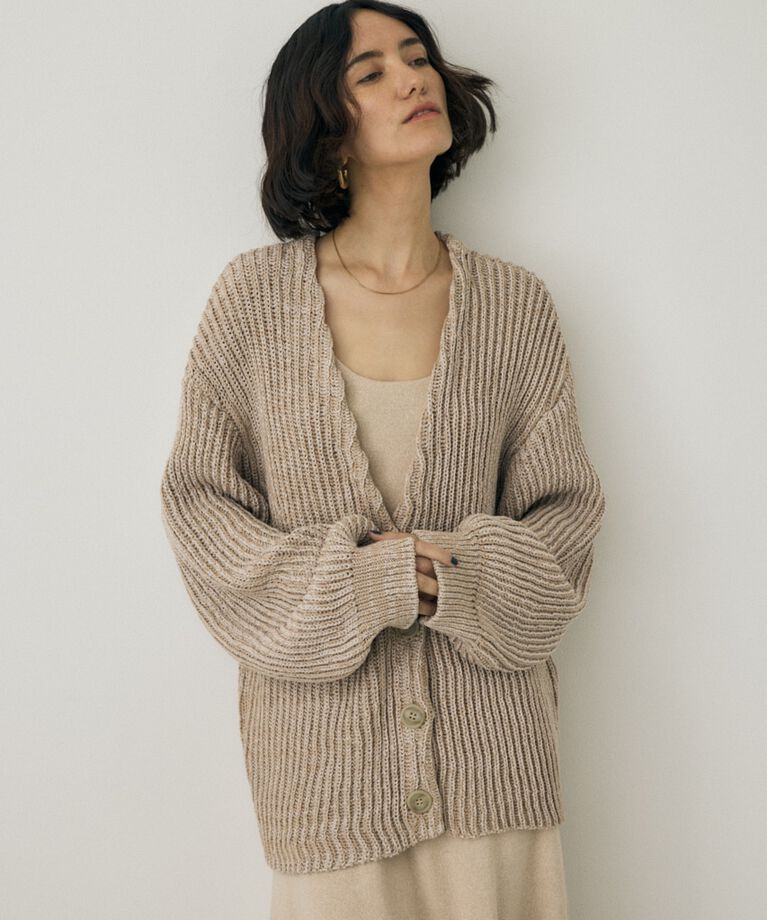 MOUSSY「メランジニットカーディガン　コットン×リサイクルポリエステル混」|カーディガン|