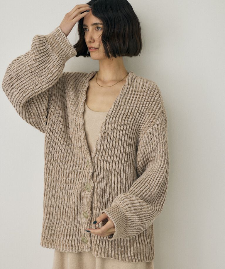 MOUSSY「メランジニットカーディガン　コットン×リサイクルポリエステル混」|カーディガン|
