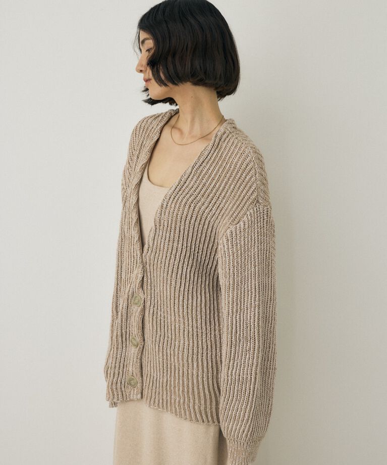 MOUSSY「メランジニットカーディガン　コットン×リサイクルポリエステル混」|カーディガン|