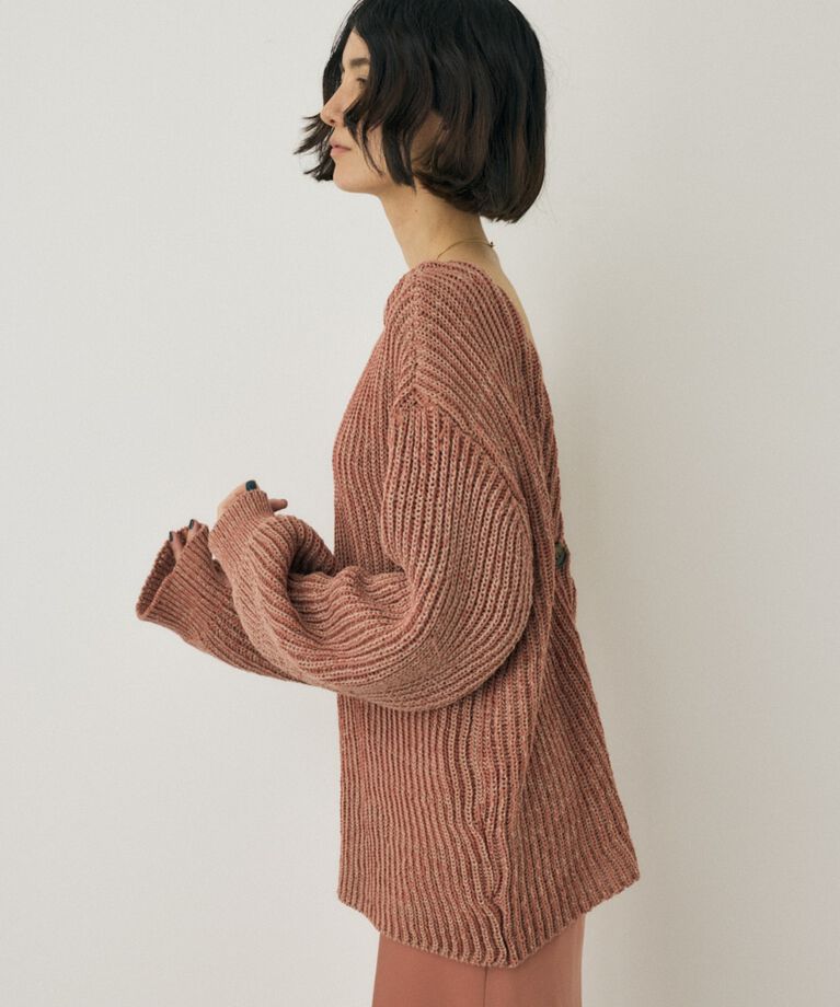 MOUSSY「メランジニットカーディガン　コットン×リサイクルポリエステル混」|カーディガン|