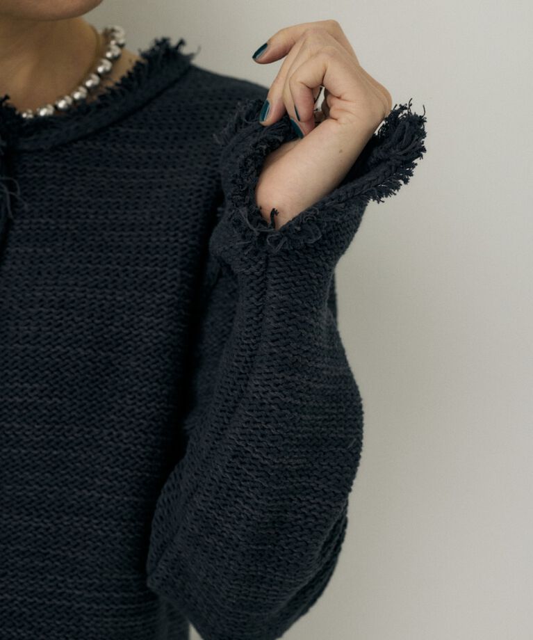 MOUSSY「ツイードニットジャケット　オーガニックコットン使用」|カーディガン|
