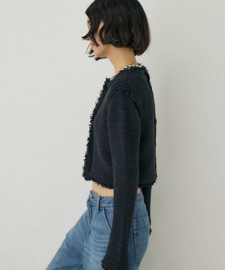 MOUSSY「ツイードニットジャケット　オーガニックコットン使用」|カーディガン|