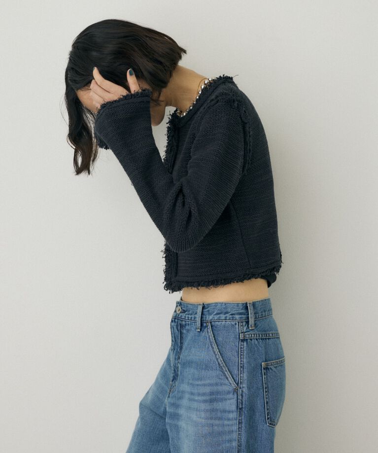 MOUSSY「ツイードニットジャケット　オーガニックコットン使用」|カーディガン|