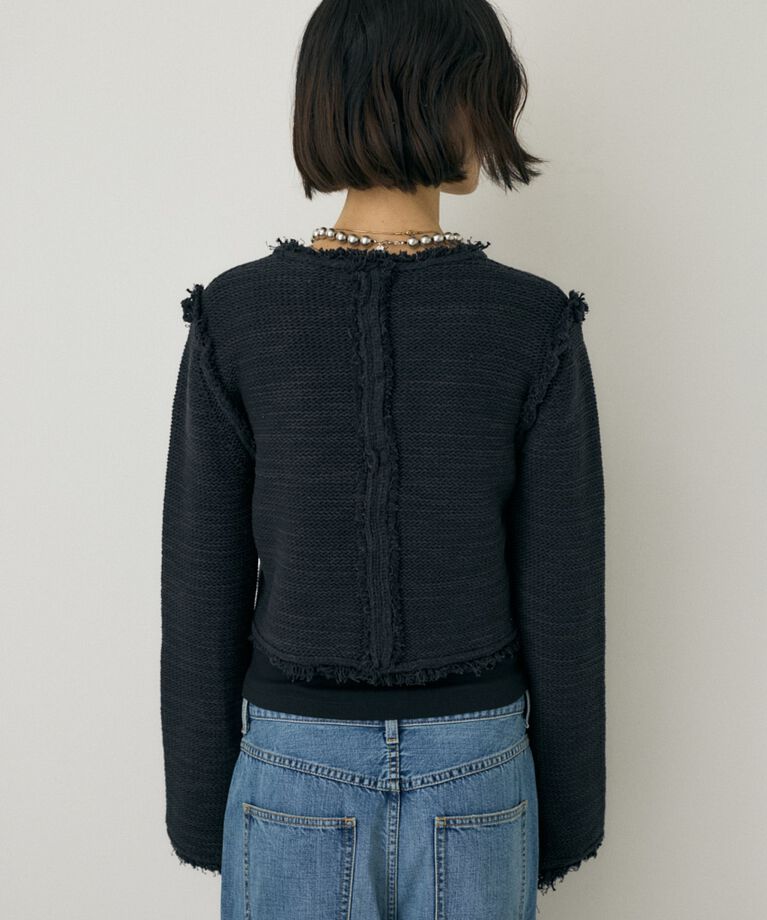 MOUSSY「ツイードニットジャケット　オーガニックコットン使用」|カーディガン|