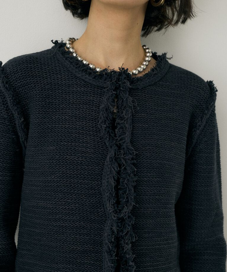 MOUSSY「ツイードニットジャケット　オーガニックコットン使用」|カーディガン|
