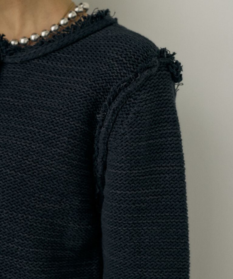 MOUSSY「ツイードニットジャケット　オーガニックコットン使用」|カーディガン|