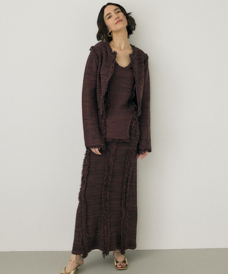 MOUSSY「ツイードニットジャケット　オーガニックコットン使用」|カーディガン|