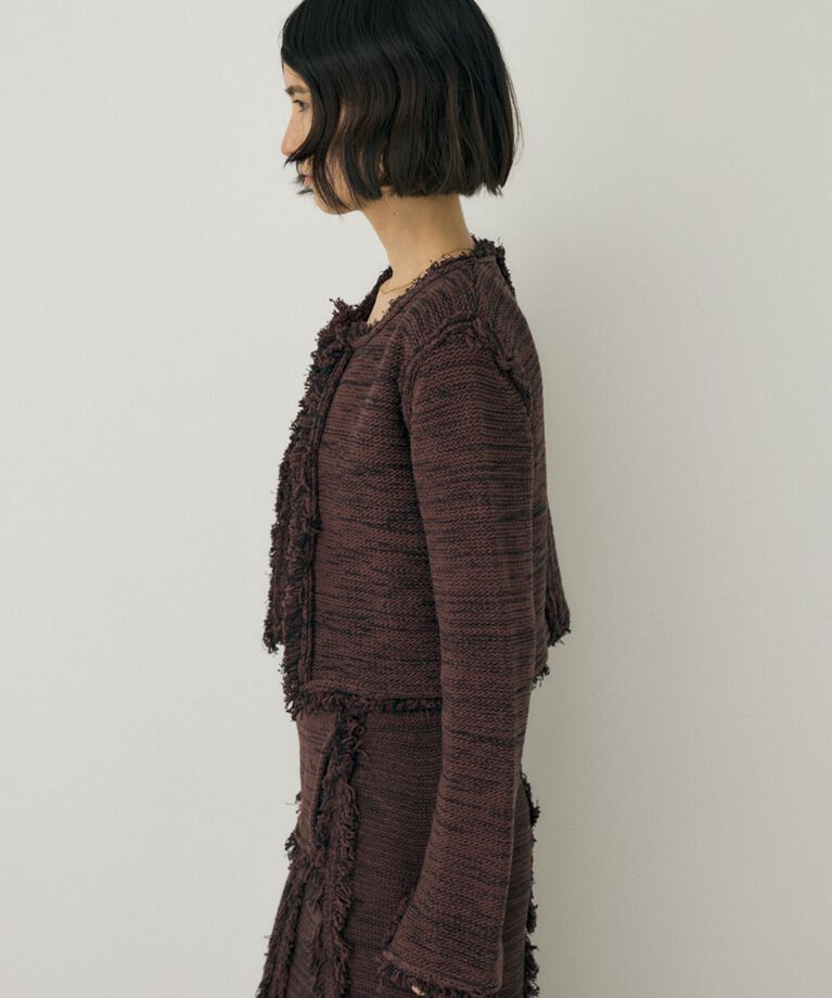 MOUSSY「ツイードニットジャケット　オーガニックコットン使用」|カーディガン|