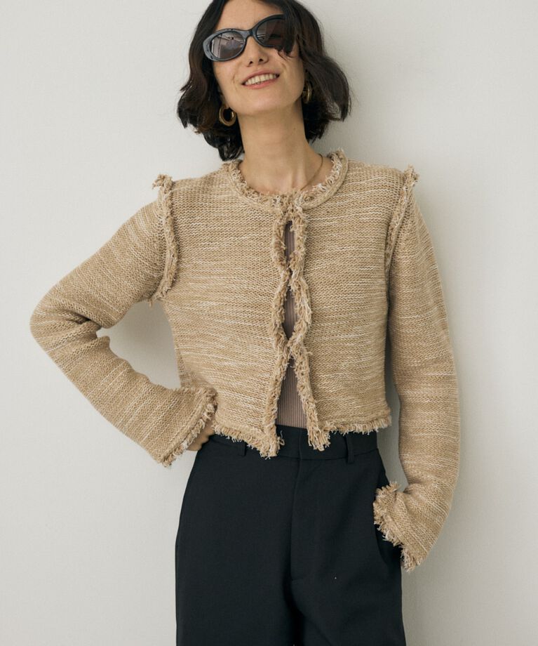 MOUSSY「ツイードニットジャケット　オーガニックコットン使用」|カーディガン|