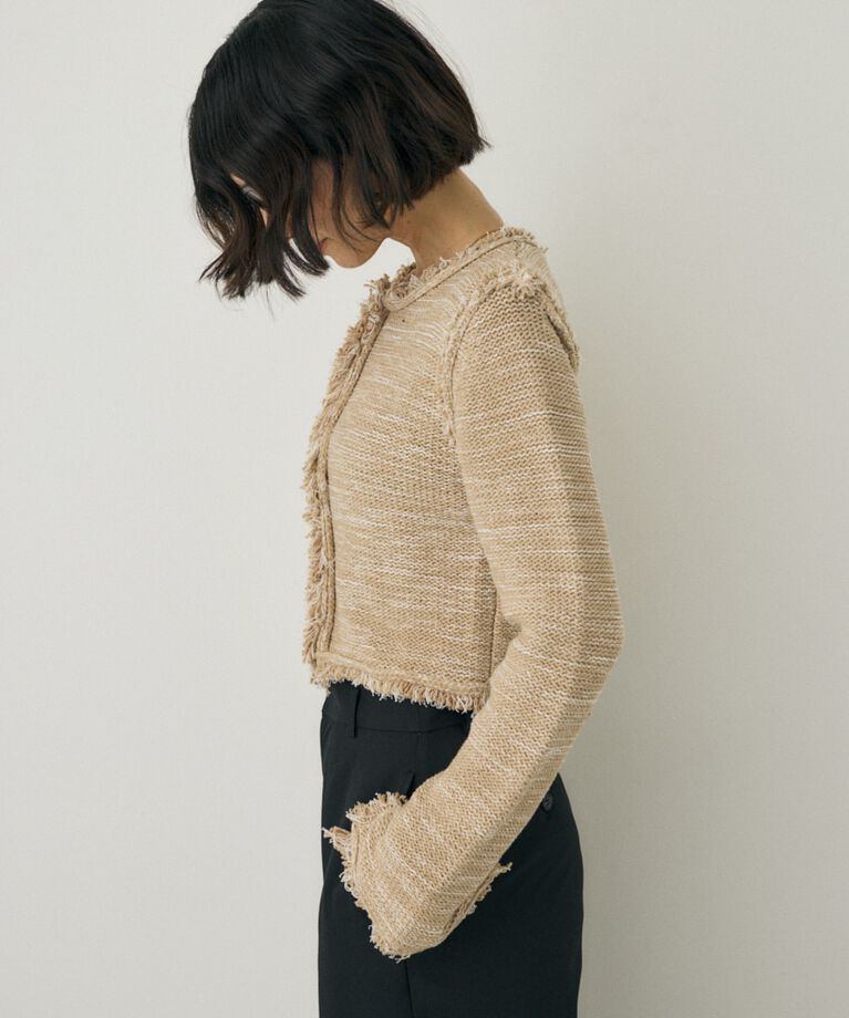 MOUSSY「ツイードニットジャケット　オーガニックコットン使用」|カーディガン|