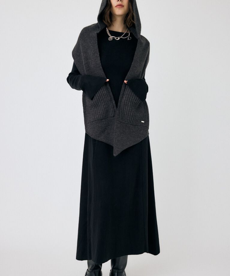 MOUSSY「WAIST RIBBON モックネックドレス」|ワンピース|BLK