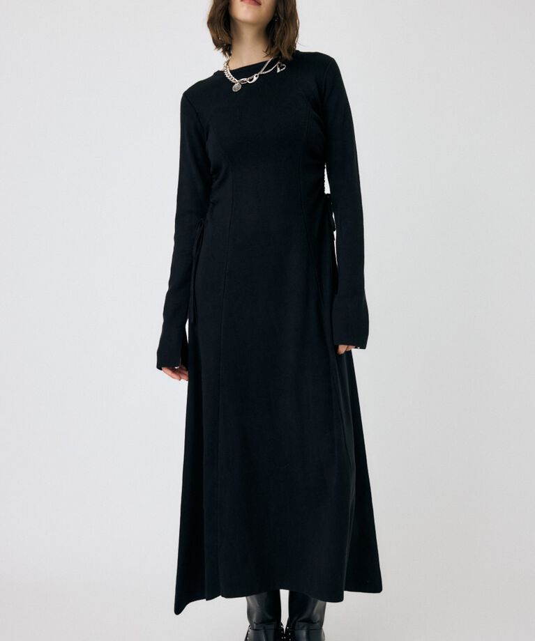MOUSSY「WAIST RIBBON モックネックドレス」|ワンピース|