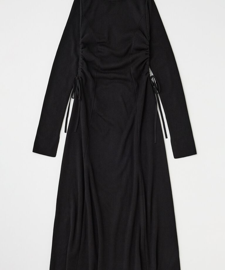 MOUSSY「WAIST RIBBON モックネックドレス」|ワンピース|