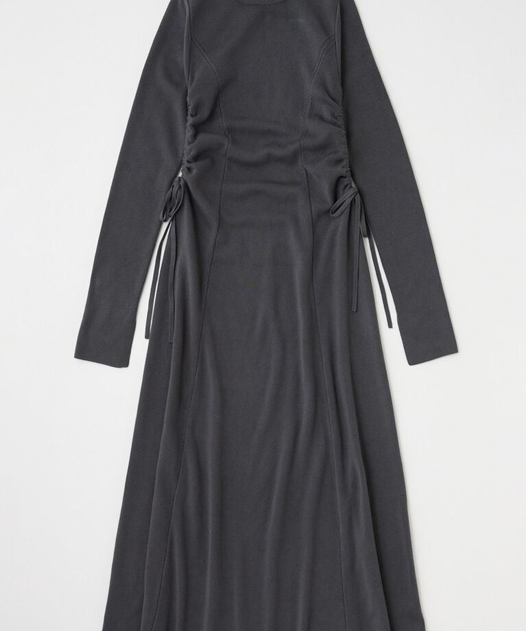 MOUSSY「WAIST RIBBON モックネックドレス」|ワンピース|GRY