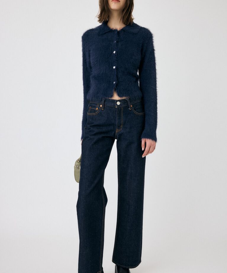 MOUSSY「HEART BUTTON フェザーカーディガン」|カーディガン|