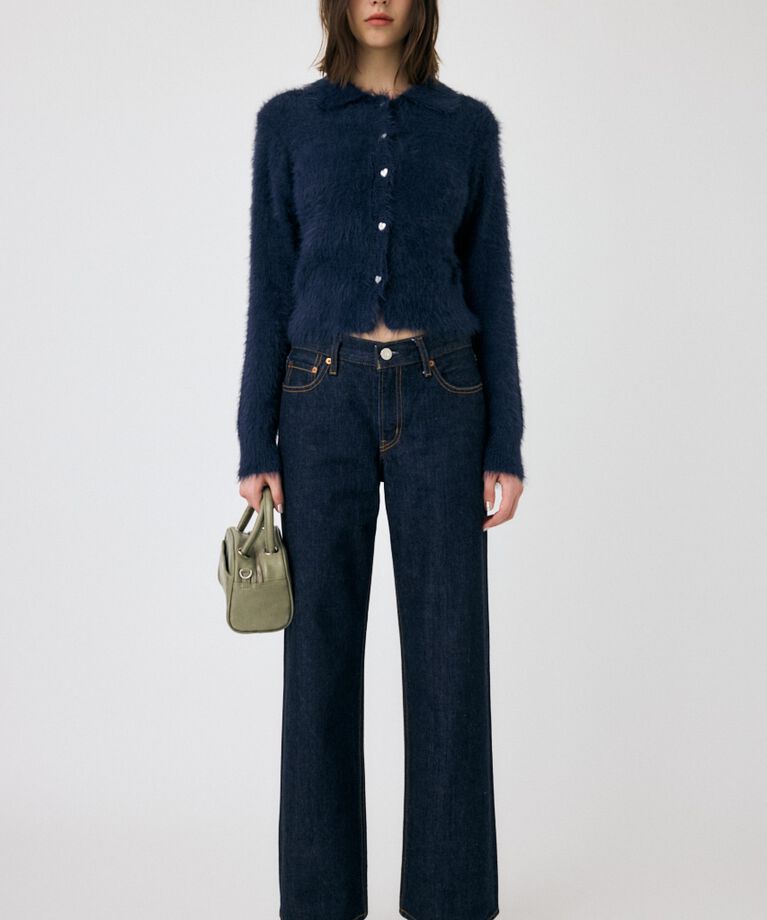 MOUSSY「HEART BUTTON フェザーカーディガン」|カーディガン|