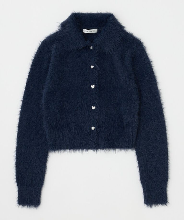 MOUSSY「HEART BUTTON フェザーカーディガン」|カーディガン|