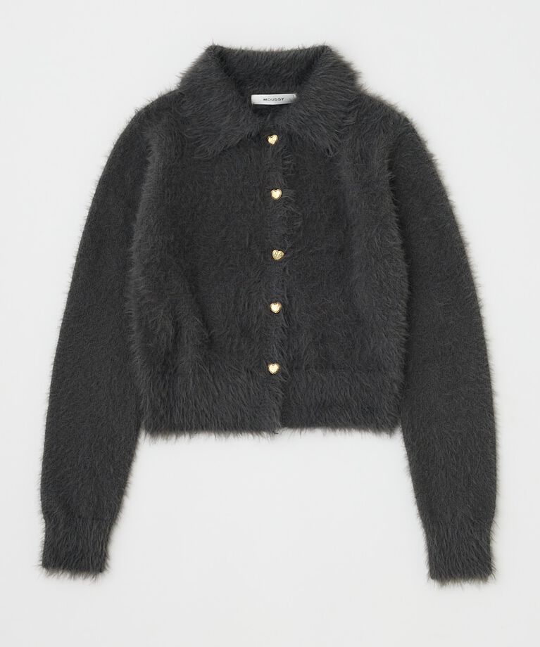 MOUSSY「HEART BUTTON フェザーカーディガン」|カーディガン|