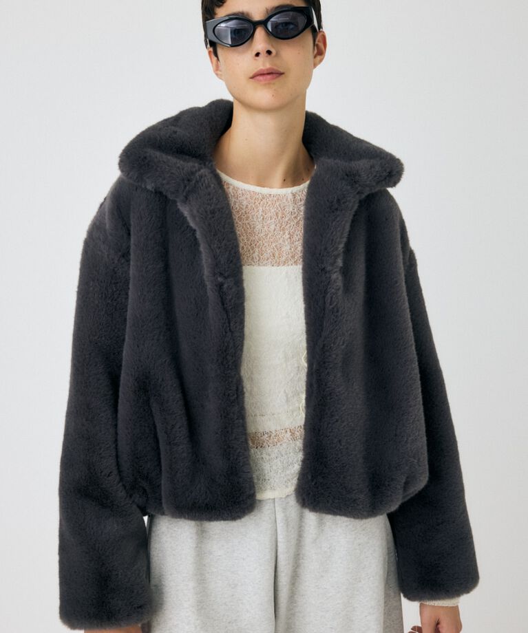 MOUSSY「FAUX FUR スタンドカラージャケット」|その他|GRY