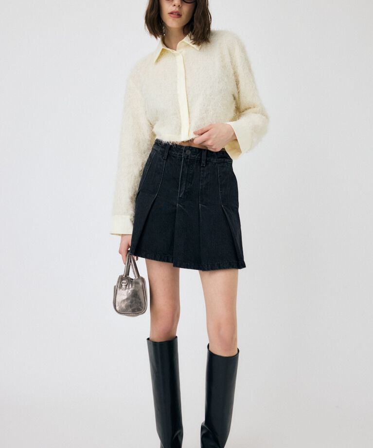 MOUSSY「PLEATED デニムミニスカート」|スカート|BLK