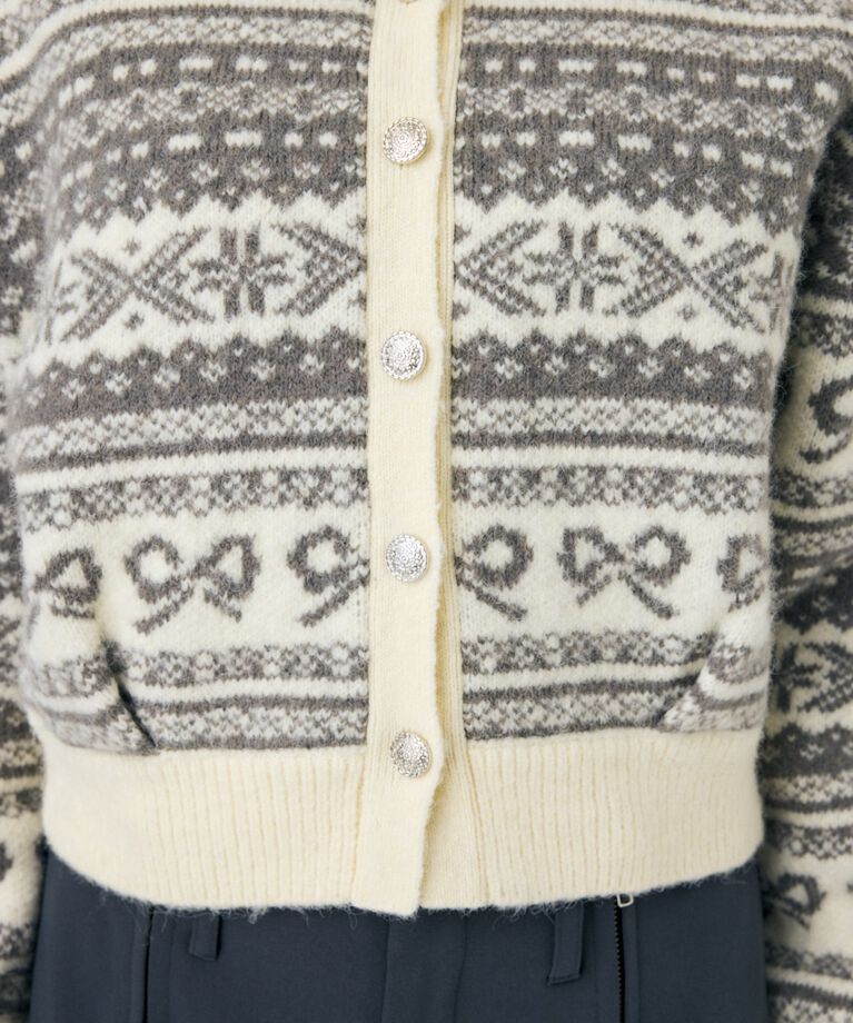 MOUSSY「RIBBON FAIR ISLE ニットカーディガン」|カーディガン|