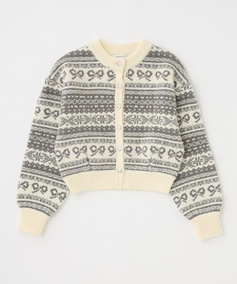 MOUSSY「RIBBON FAIR ISLE ニットカーディガン」|カーディガン|