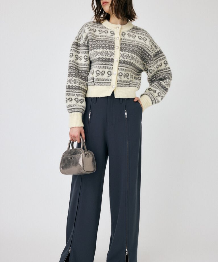 MOUSSY「RIBBON FAIR ISLE ニットカーディガン」|カーディガン|