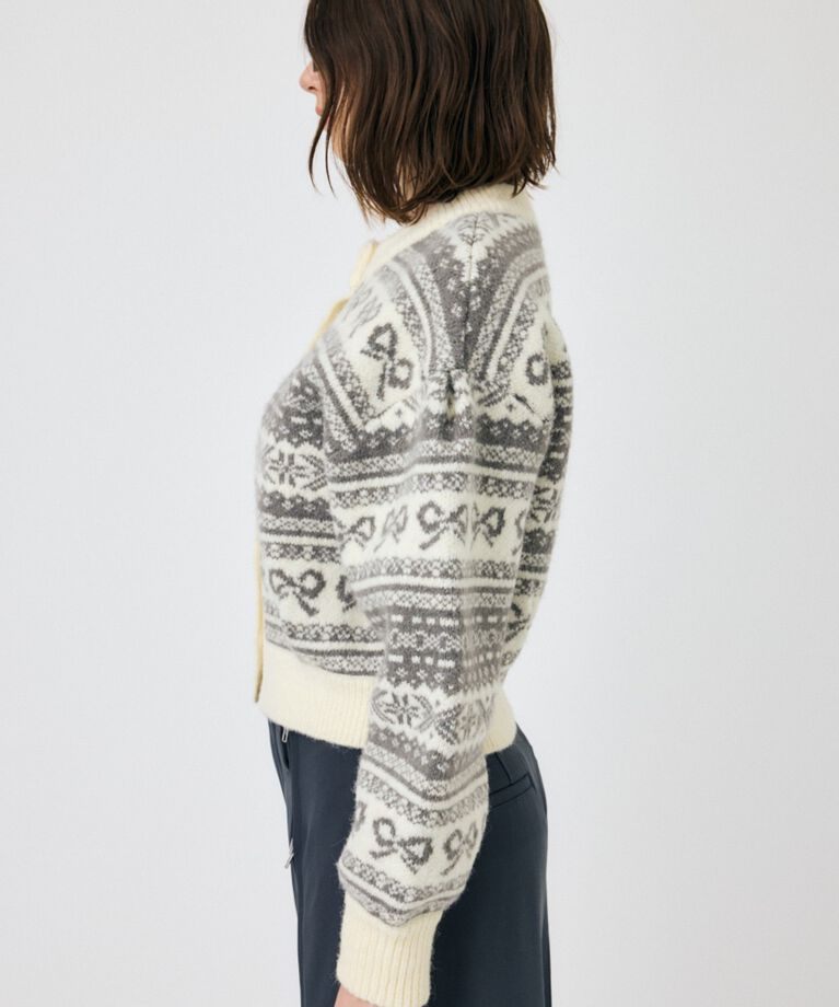 MOUSSY「RIBBON FAIR ISLE ニットカーディガン」|カーディガン|