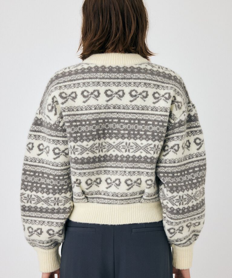 MOUSSY「RIBBON FAIR ISLE ニットカーディガン」|カーディガン|