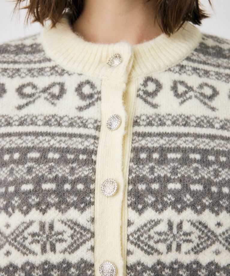 MOUSSY「RIBBON FAIR ISLE ニットカーディガン」|カーディガン|