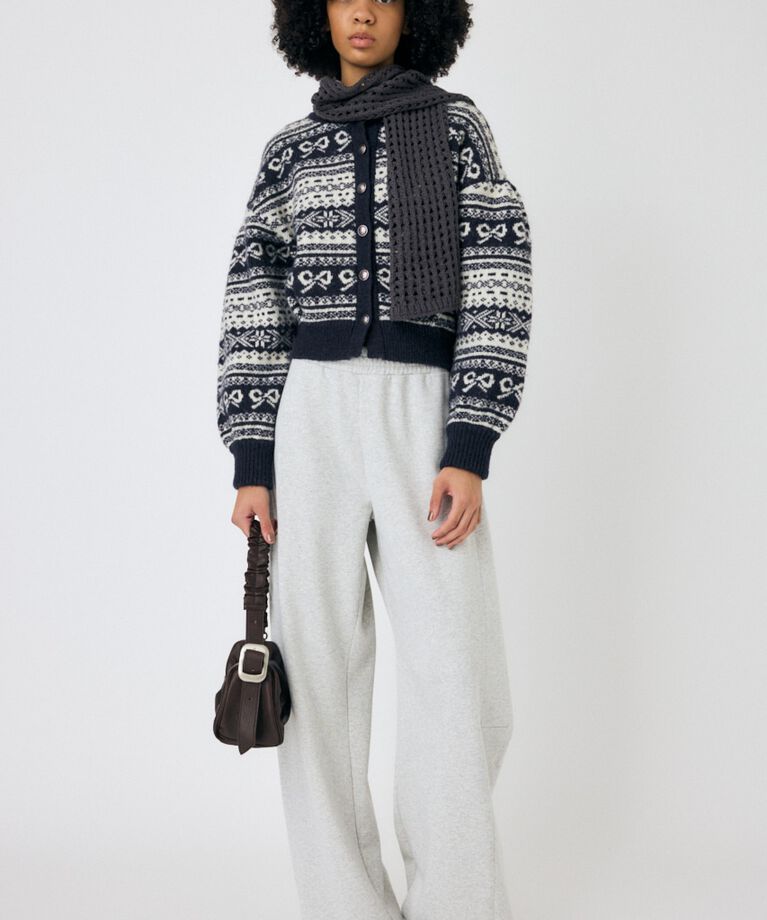 MOUSSY「RIBBON FAIR ISLE ニットカーディガン」|カーディガン|