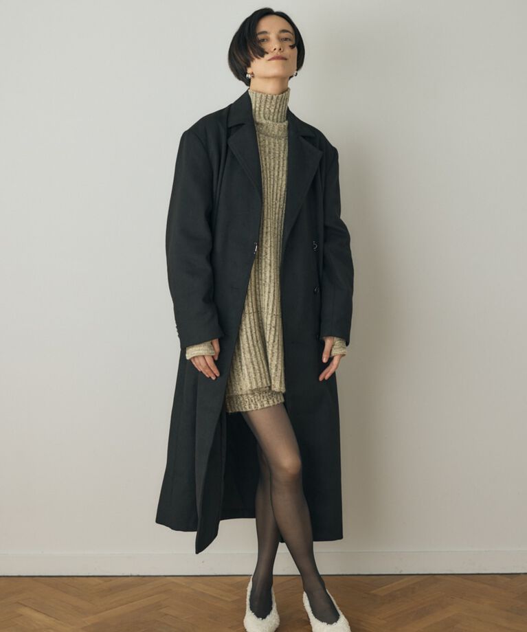 MOUSSY「テーラードロングコート リサイクルポリエステル×ウール混」|その他|