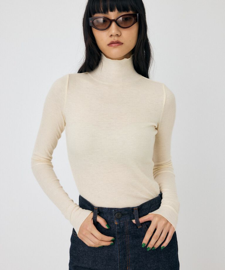 MOUSSY「SOFT TEREKO ハイネックトップス」|Tシャツ・カットソー|O/WHT1