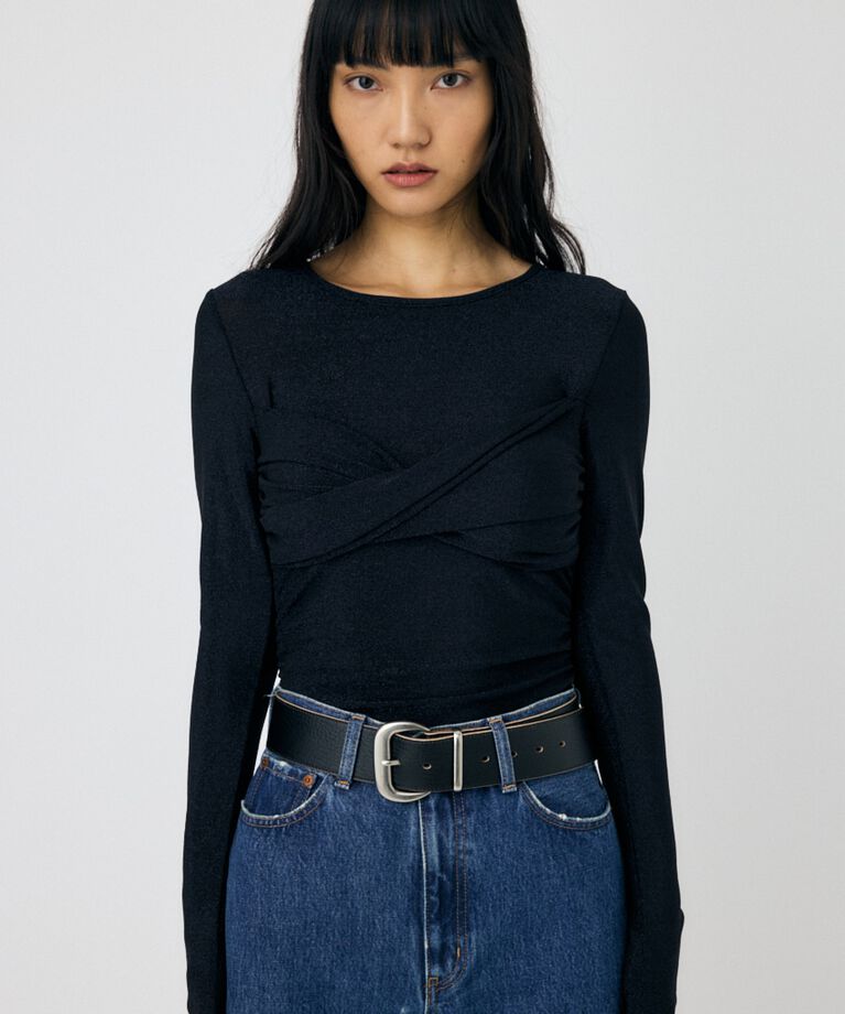 MOUSSY「CROSS GATHER SLIM トップス」|Tシャツ・カットソー|