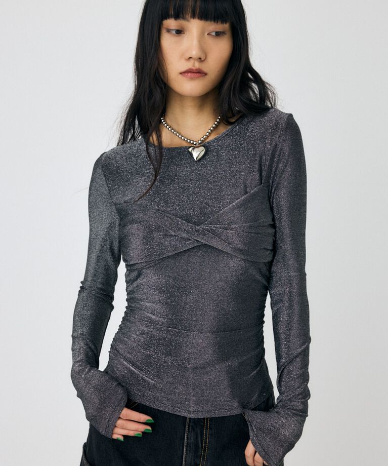MOUSSY「CROSS GATHER SLIM トップス」|Tシャツ・カットソー|SLV