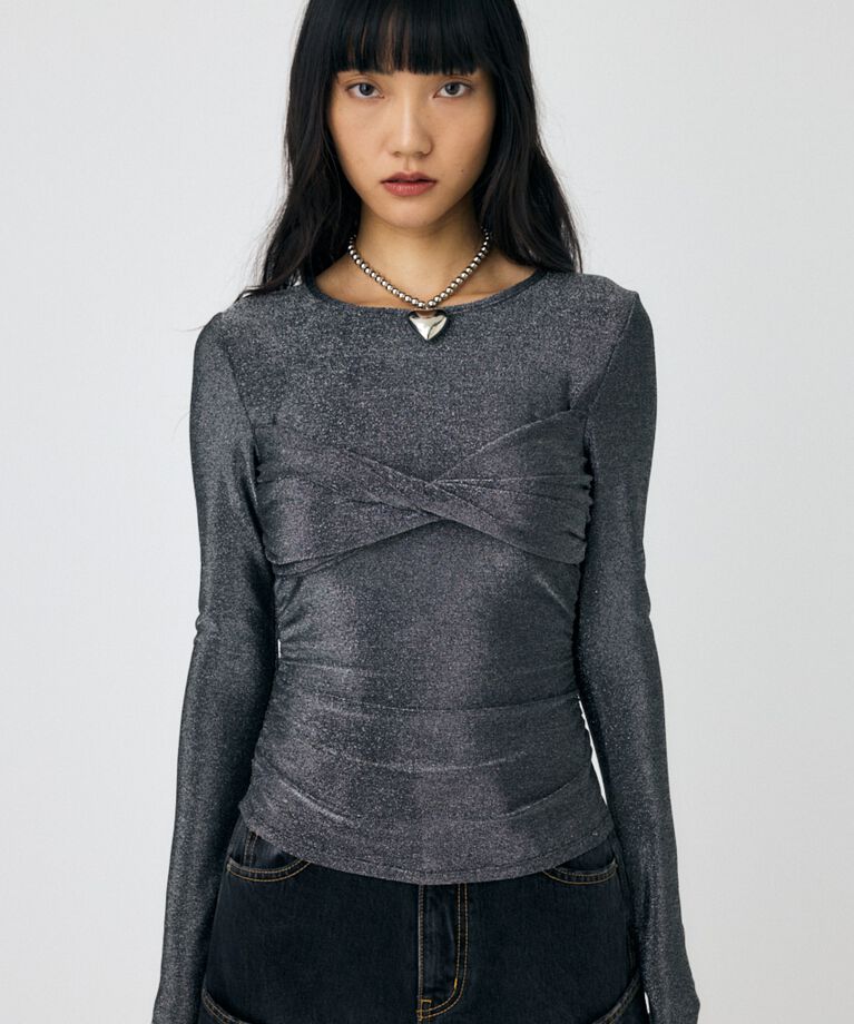 MOUSSY「CROSS GATHER SLIM トップス」|Tシャツ・カットソー|